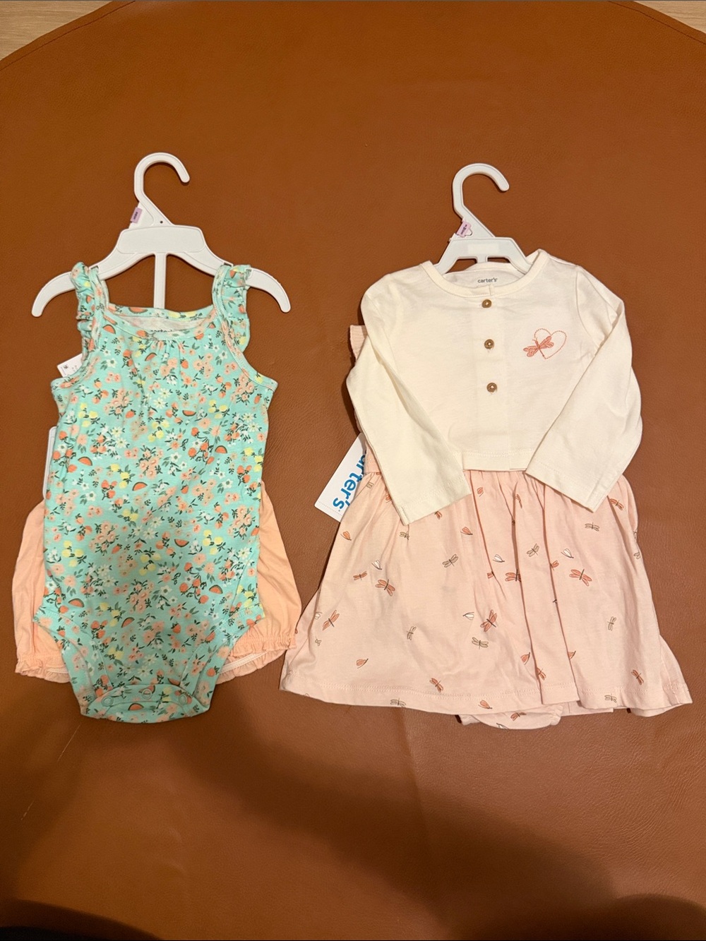 Set of 2 Carter's Outfits: Pink Printed Dress and Bodysuit with Shorts Set